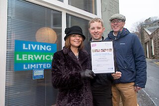 Left to right Cynthia Adamson (Chair, Living Lerwick), Ben Mullay (Director, Living Lerwick), Steve Mathieson (Vice Chair, Living Lerwick)