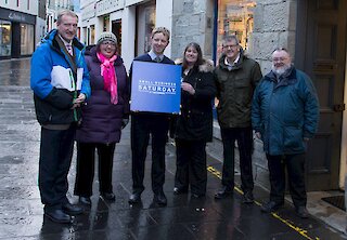 Tavish Scott MSP, Rachel Hunter (HIE Shetland Area Manager), Ben Mullay (Owner The Camera Centre, FSB Member and Living Lerwick Director), Christena Irvine (FSB Shetland Vice Chair and Living Lerwick Manager), Neil Henderson (Business Gateway Manager) and Ian Brown (FSB Shetland Chair).